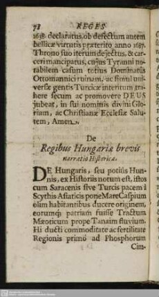 De Regibus Hungariae brevis narratio Historica