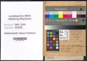 Entnazifizierung Hans Friedrich Kahlscheidt , geb. 22.08.1905 (Musiker)