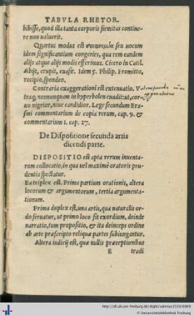 De Dispositione secunda artis dicendi parte.