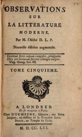 Observations sur la littérature moderne, 5