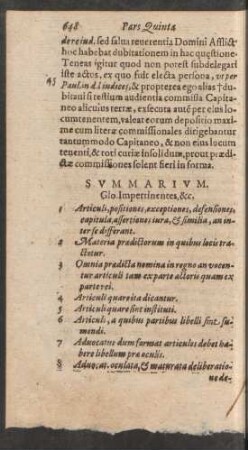 Summarium. Glo. Impertinentes, &c.