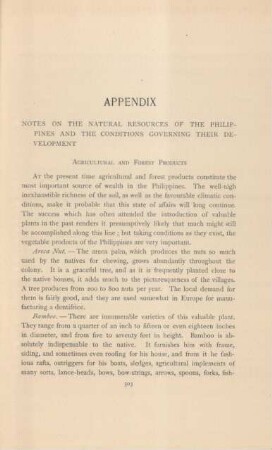 Appendix. Notes on the natural resources of the Philippines and the conditions governing their development