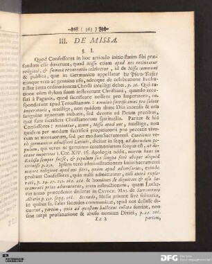 III. De Missa.