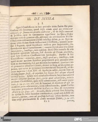 III. De Missa.