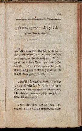Dreyzehntes Kapitel. Neues Liebes-Abenteuer.