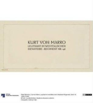 Kurt von Marro Leutnant im westfälischen Infanterie-Regiment