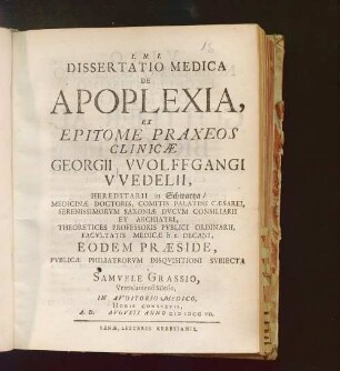 Dissertatio Medica De Apoplexia