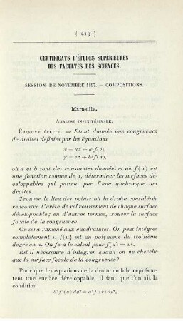 Certificats d'Études Supérieures des Facultés des Sciences.