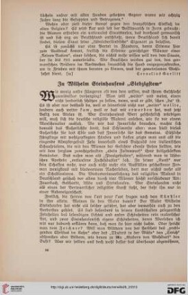 29: Zu Wilhelm Steinhausens "Siebzigstem"