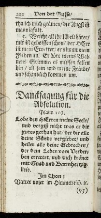 Dancksagung für die Absolution.