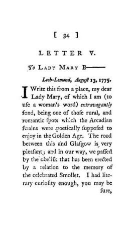 LETTER V. - To Lady Mary B