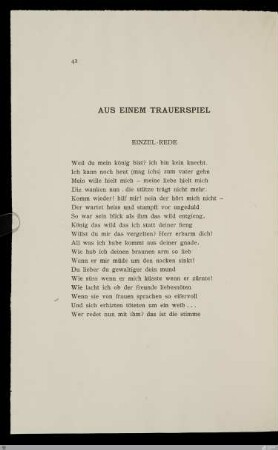 Aus einem Trauerspiel : Einzel-Rede / Karl Wolfskehl