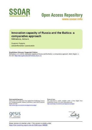 Innovation capacity of Russia and the Baltics: a comparative approach
