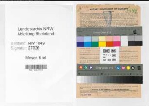 Entnazifizierung Karl Meyer , geb. 28.01.1901 (Marktdirektor)