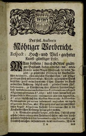 [Nöthiger Vorbericht. ]