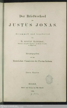 1: Der Briefwechsel des Justus Jonas