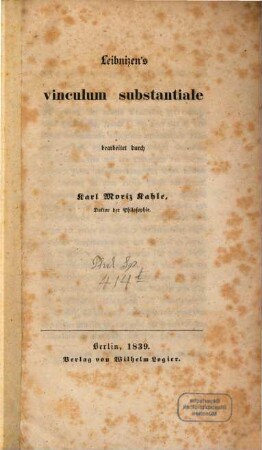 Leibnizen's vinculum substantiale