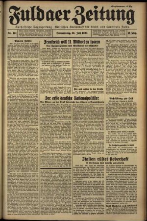 Erste Ausgabe vom Donnerstag, den 18. Juli 1935.