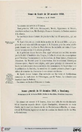 Séance du Comité du 30 novembre 1868