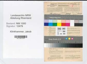 Entnazifizierung Jakob Klinkhammer, geb. 24.01.1885 (Verw.Angest.)