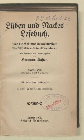 Teil 3, [Schülerband]: (Für das 6., 7. und 8. Schuljahr) : für den Gebrauch in mehrklassigen Volksschulen und in Mittelschulen