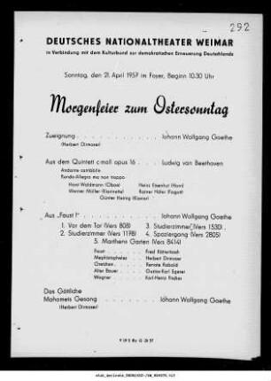 Morgenfeier zum Ostersonntag