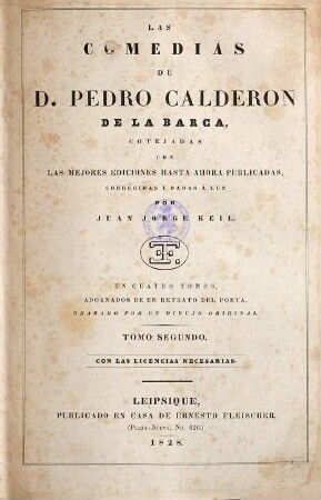 Las comedias de Pedro Calderon de la Barca : en cuatro tomos, 2