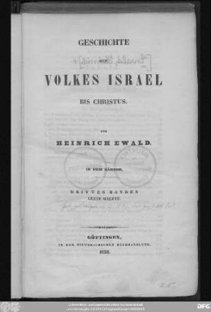 Bd. 3, Hälfte 2: Geschichte Des Volkes Israel Bis Christus : In Drei Bänden