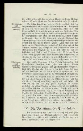 IV. Die Verhütung von Tuberkulose.