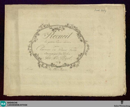 3: Recueil des petites pieces choisies : pour clavecin ou piano forte accompagné d'un violon