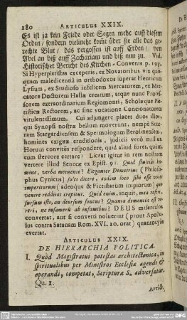 Articulus XXIX. De Hierarchia Politica