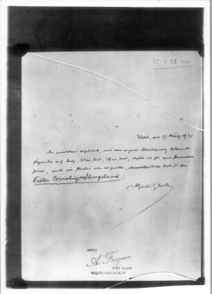 Handschriftliche Expertise zu einem Bild von Slingeland (35 x 28 cm) auf der Rückseite einer Fotografie mit Fotografenstempel: A. Frequin, Den Haag, Wilhelminastr. 51