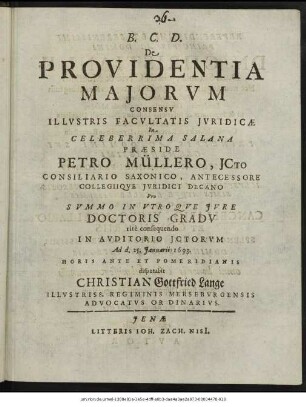 De Providentia Maiorum