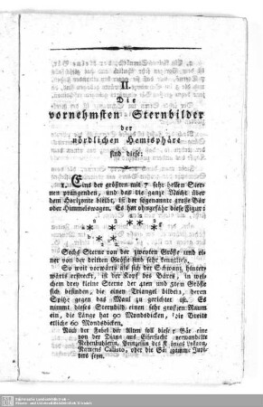 II. Die vornehmsten Sternbilder der nördlichen Hemisphäre sind diese: