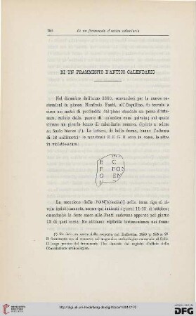 19: Di un frammento d'antico calendario