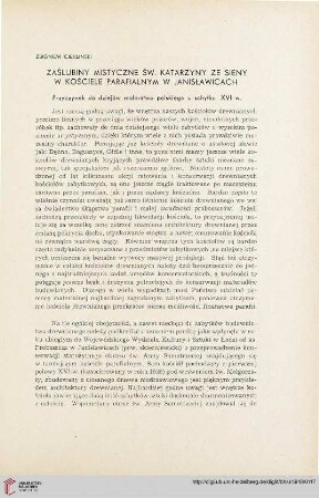 10: Zaślubiny mistyczne św. Katarzyny ze Sieny w kościele parafialnym w Janisławicach : przyczynek do dziejów malarstwa polskiego u schyłku XVI w.