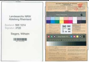 Entnazifizierung Wilhelm Siegers , geb. 13.06.1899 (Fahrer)