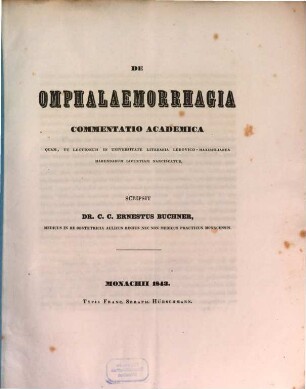 De Omphalaemorrhagia : commentatio academica