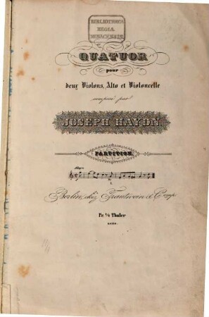 Partition des quatuors, 1. [H 3,77 ; op. 76,3]. - 22 S. - Pl.Nr. 695