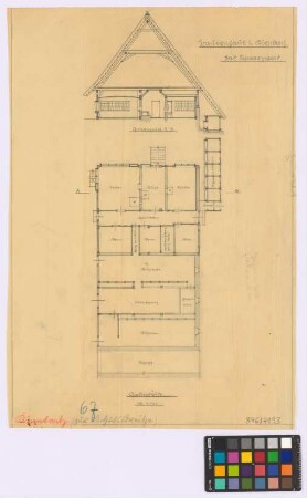 Kirnbach ([Landkreis Wolfach]): Bauernhaus. Haupthaus (Querschnitt A-B, Grundriss)