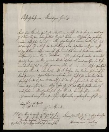 Brief von Hieronymus Sperling an Johann Friedrich von Uffenbach. Augsburg, 6.4.1732
