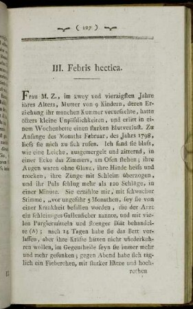 III. Febris hectica.