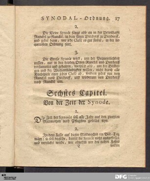 Sechstes Capitel. Von der Zeit der Synode.