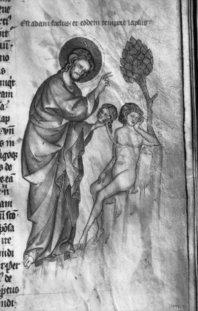 Kunigundenpassional / Textus de Christi passione / Passionale quod dicitur Cunegundis abbatissae — Erschaffung Evas, Folio 4r