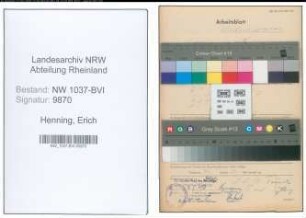 Entnazifizierung Erich Henning , geb. 21.10.1886 (Kassendirektor)