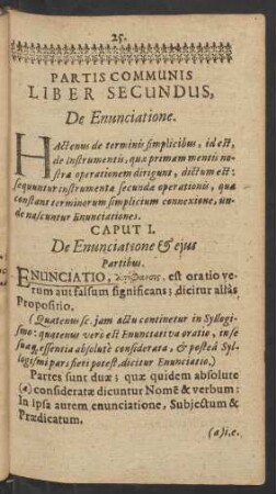 Partis Communis Liber Secundus, De Enunciatione.