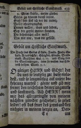 Gebät um christliche Sanftmuth. - Gebät um sein selbst Erkentniß.