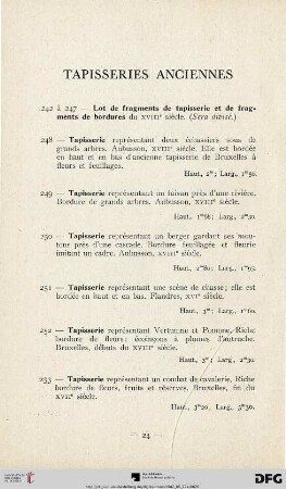 Tapisseries anciennes (Nr. 242-253)