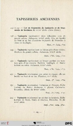 Tapisseries anciennes (Nr. 242-253)