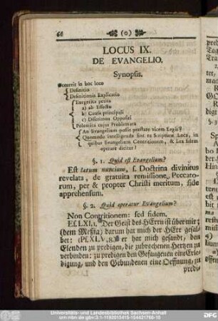 Locus IX. De Evangelio.